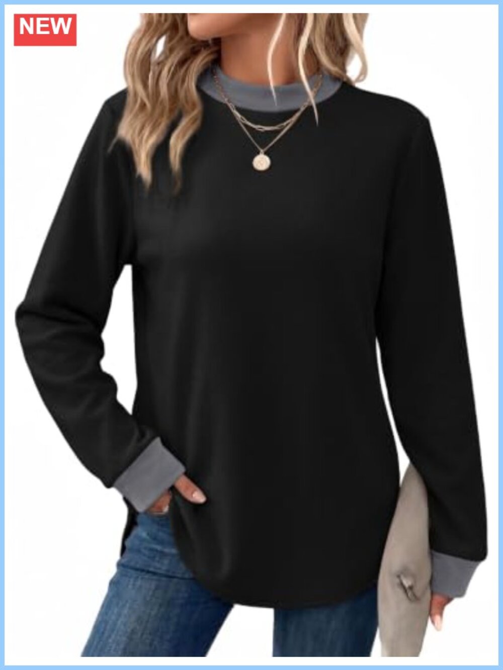 Women's Mock Neck Sweatshirt Long Sleeve Pullover Top Fall Winter